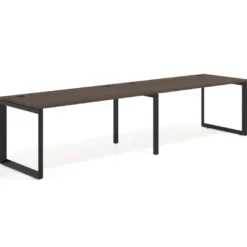 Mesa de oficina progresiva Delta doble, fondo 80cm, estructura negra