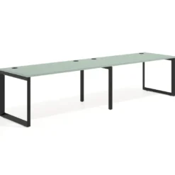 Mesa de oficina progresiva Delta doble, fondo 80cm, estructura negra