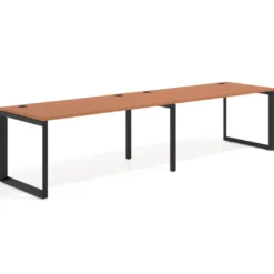Mesa de oficina progresiva Delta doble, fondo 80cm, estructura negra