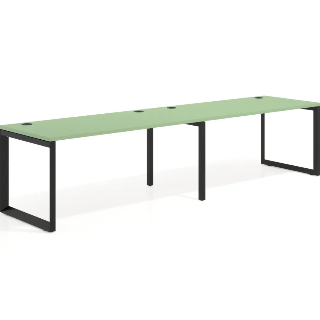 Mesa de oficina progresiva Delta doble, fondo 80cm, estructura negra