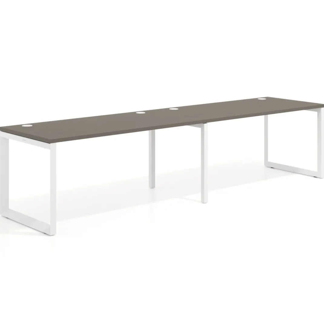 Mesa de oficina progresiva Delta doble, fondo 80cm, estructura blanca