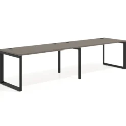 Mesa de oficina progresiva Delta doble, fondo 80cm, estructura negra