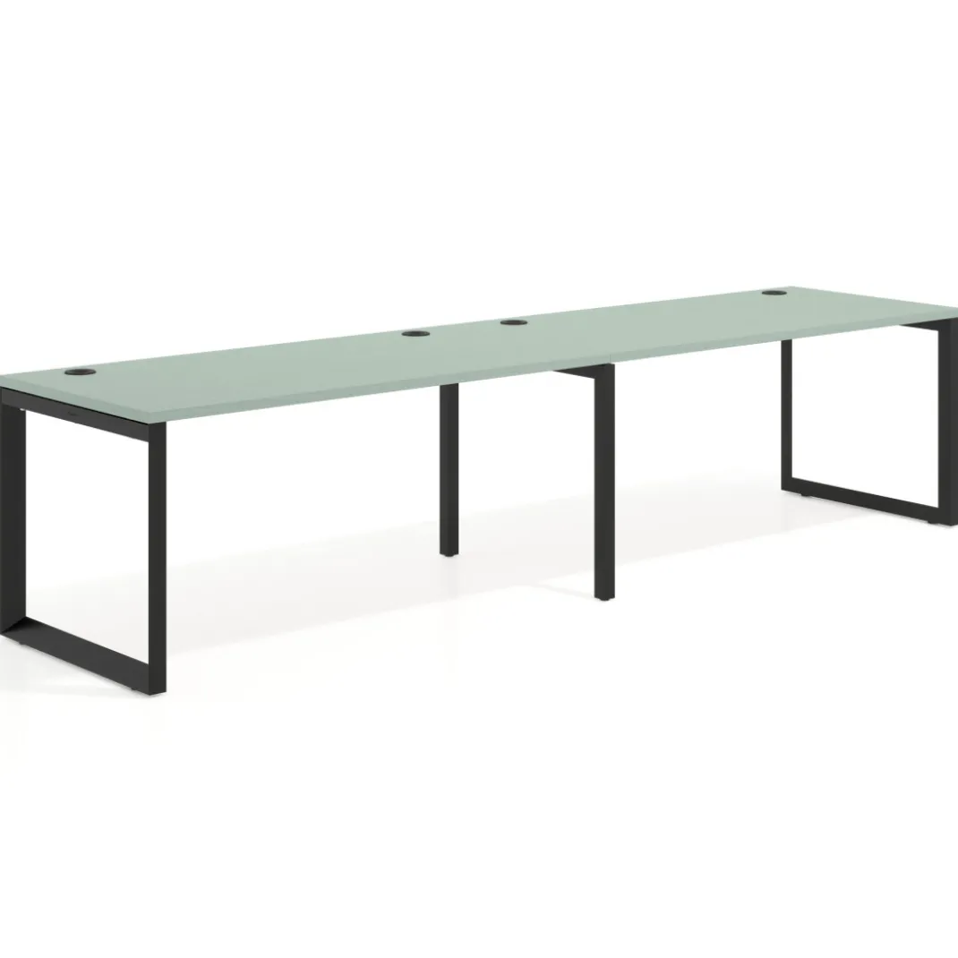 Mesa de oficina progresiva Delta doble, fondo 80cm, estructura negra