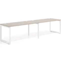 Mesa de oficina progresiva Delta doble, fondo 80cm, estructura blanca