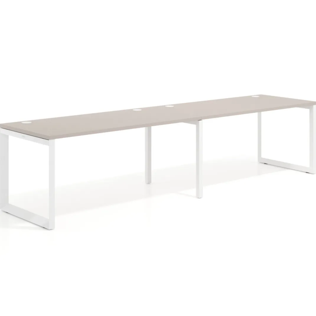 Mesa de oficina progresiva Delta doble, fondo 80cm, estructura blanca