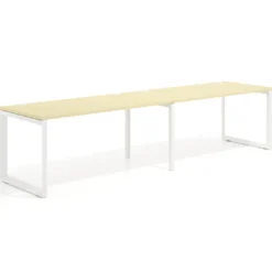 Mesa de oficina progresiva Delta doble, fondo 80cm, estructura blanca