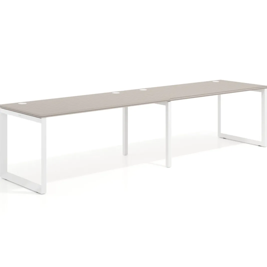 Mesa de oficina progresiva Delta doble, fondo 80cm, estructura blanca