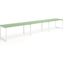 Mesa de oficina progresiva Delta triple, fondo 80cm, estructura blanca