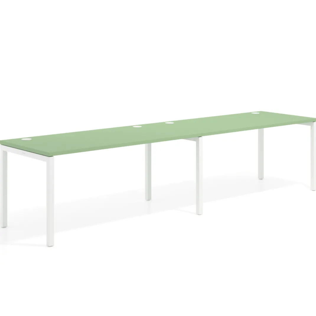 Mesa de oficina progresiva doble Kube, fondo 80cm, estructura blanca