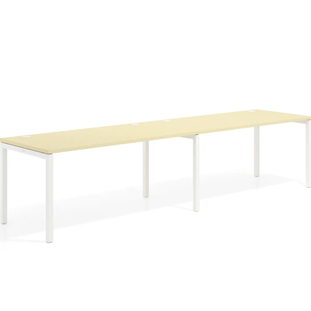 Mesa de oficina progresiva doble Kube, fondo 80cm, estructura blanca
