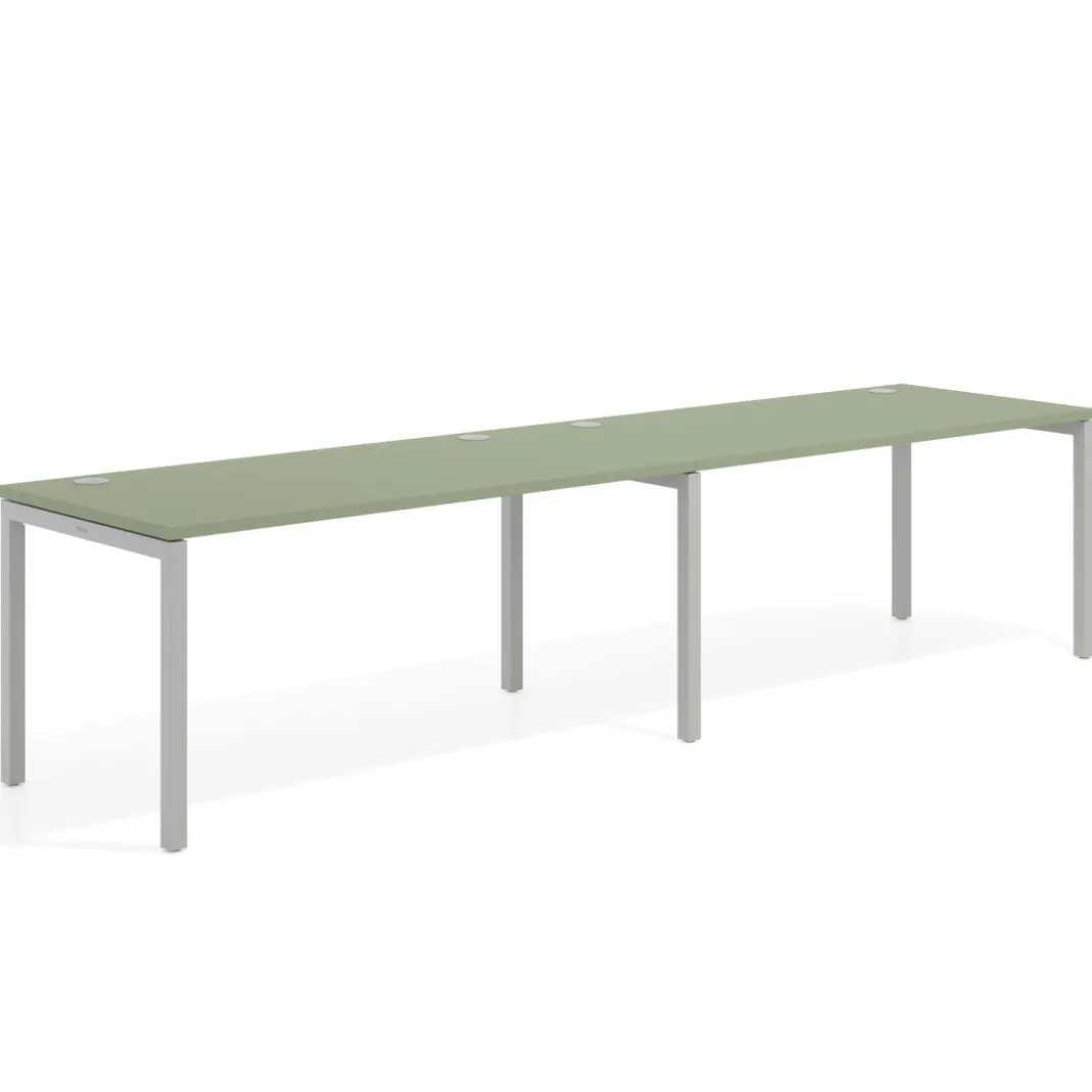 Mesa de oficina progresiva doble Kube, fondo 80cm, estructura aluminio