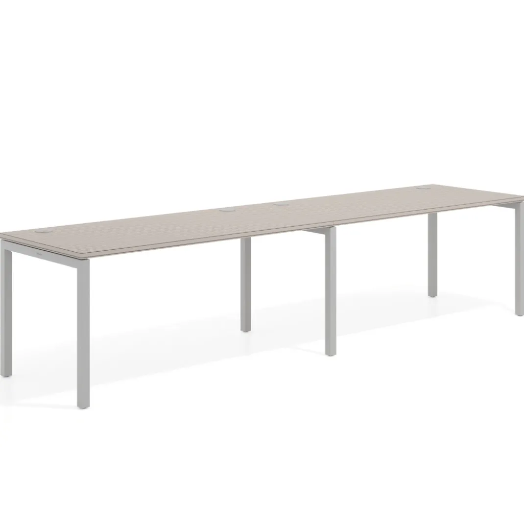 Mesa de oficina progresiva doble Kube, fondo 80cm, estructura aluminio