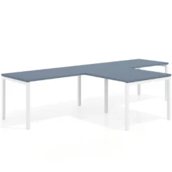 Mesa de oficina progresiva doble con ala extensión Kube, estructura blanca
