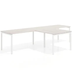 Mesa de oficina progresiva doble con ala extensión Kube, estructura blanca