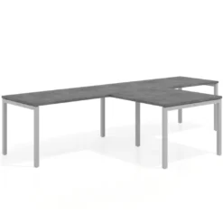 Mesa de oficina progresiva doble con ala extensión Kube, estructura blanca