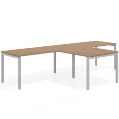 Mesa de oficina progresiva doble con ala extensión Kube, estructura aluminio