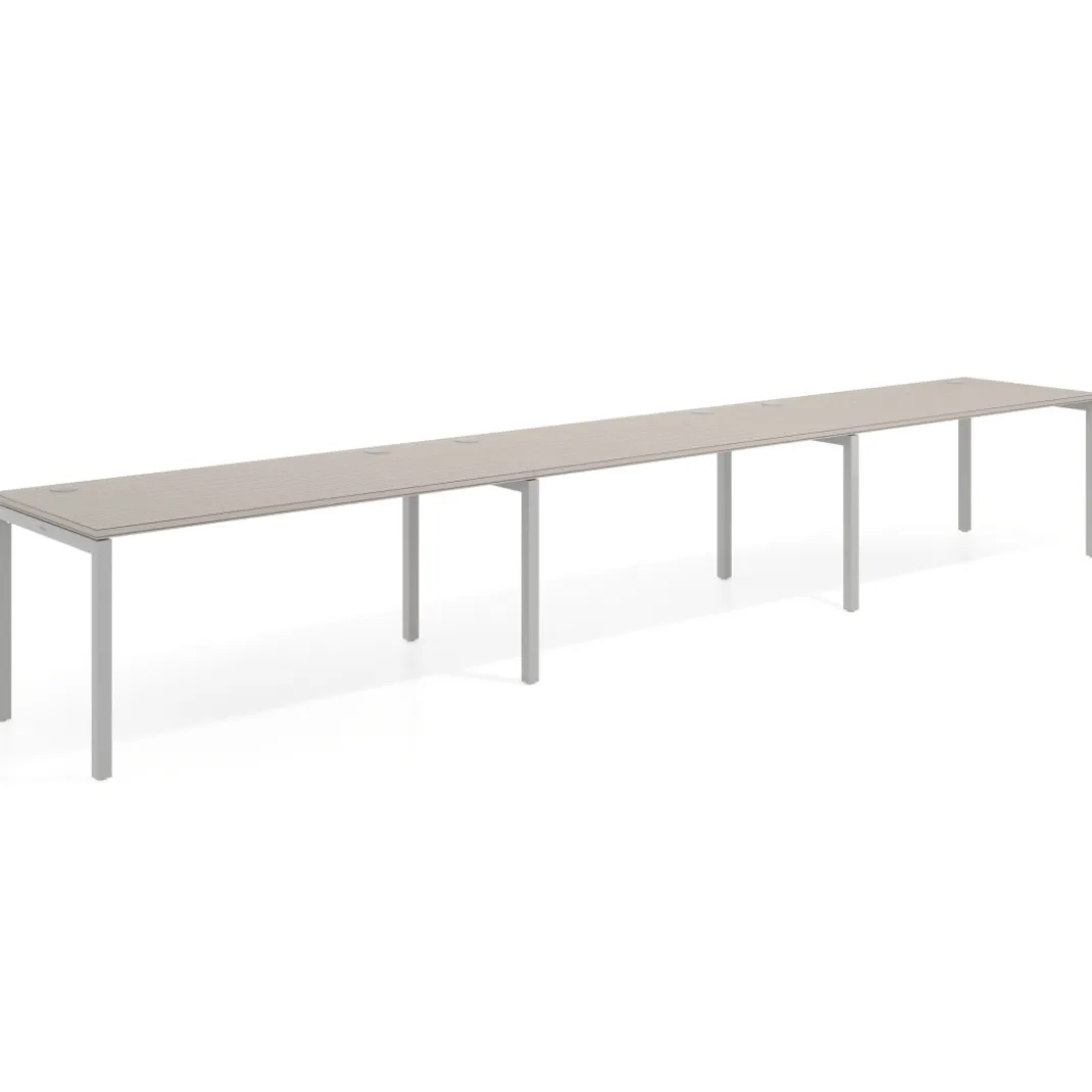 Mesa de oficina progresiva triple Kube, fondo 80cm, estructura aluminio