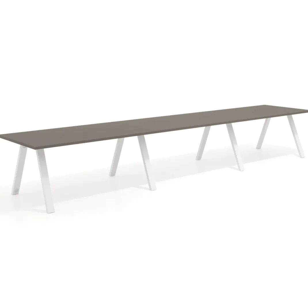 Mesa de oficina progresiva UvePro triple, fondo 100cm, estructura blanca