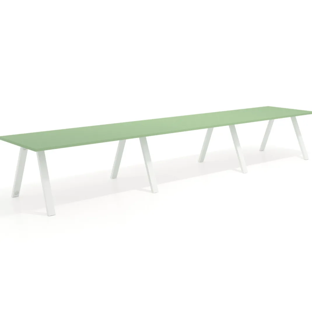 Mesa de oficina progresiva UvePro triple, fondo 100cm, estructura blanca