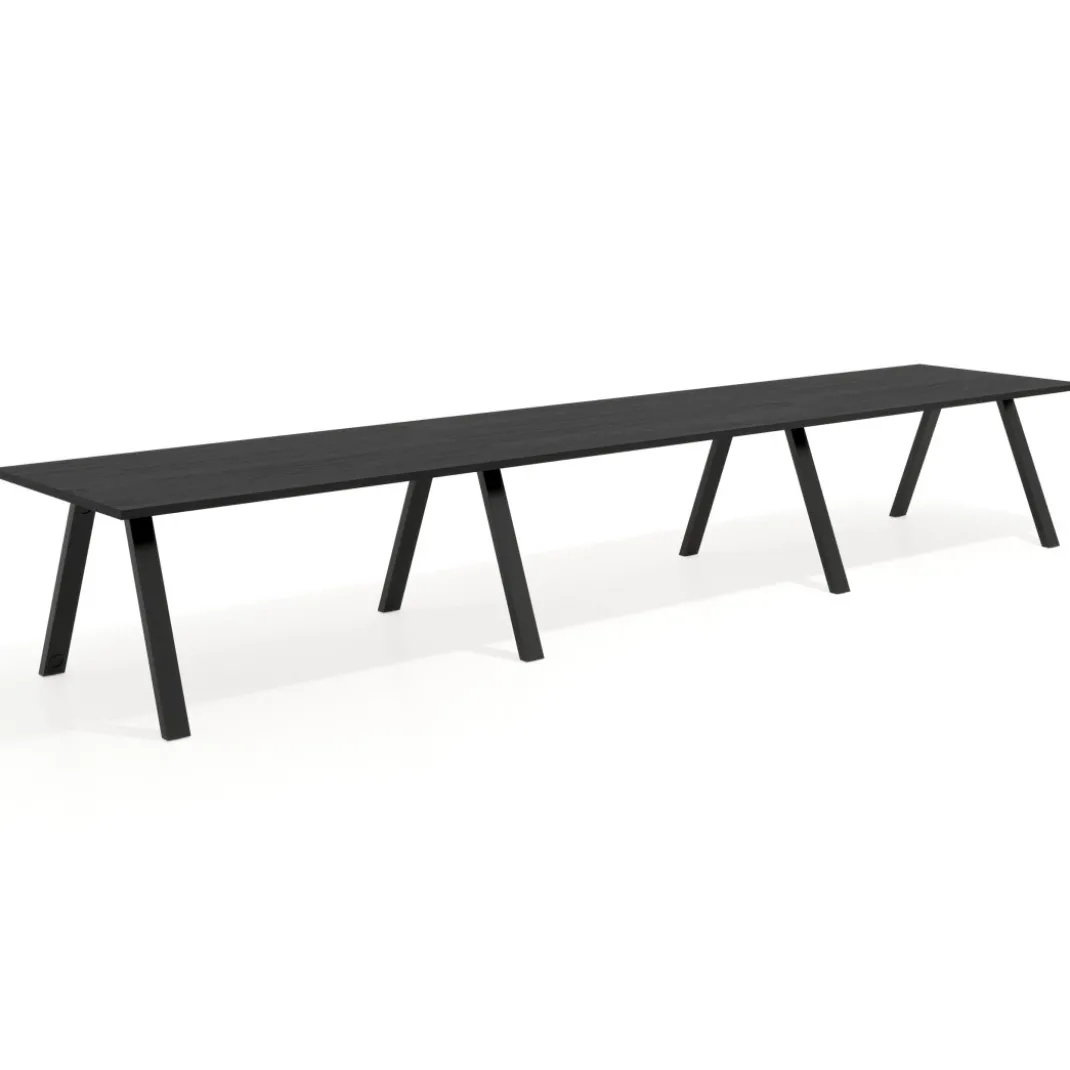 Mesa de oficina progresiva UvePro triple, fondo 100cm, estructura negra
