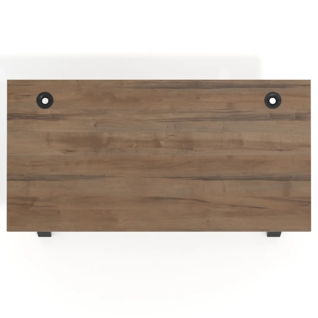 Mesa de oficina UvePro fondo 80cm, estructura blanca con patas de madera