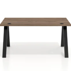 Mesa de oficina UvePro fondo 80cm, estructura blanca con patas de madera