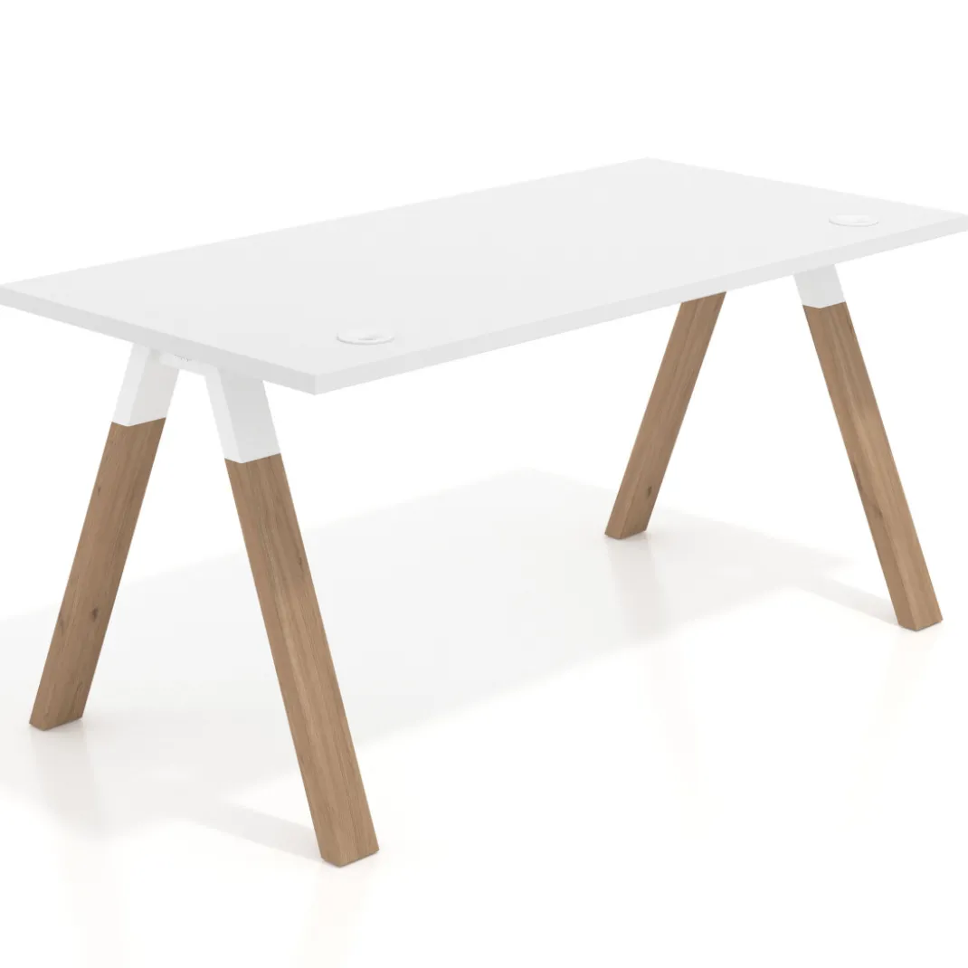Mesa de oficina UvePro fondo 80cm, estructura negra con patas de metal