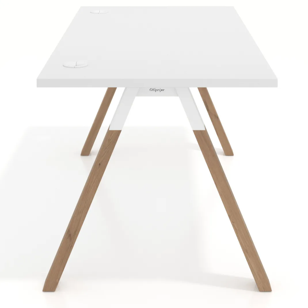 Mesa de oficina UvePro fondo 80cm, estructura negra con patas de metal