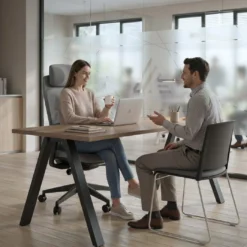 Mesa de oficina UvePro fondo 80cm, estructura negra con patas de metal