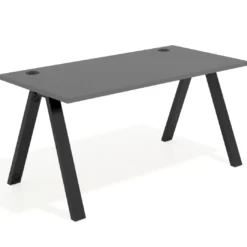 Mesa de oficina UvePro fondo 80cm, estructura negra con patas de metal