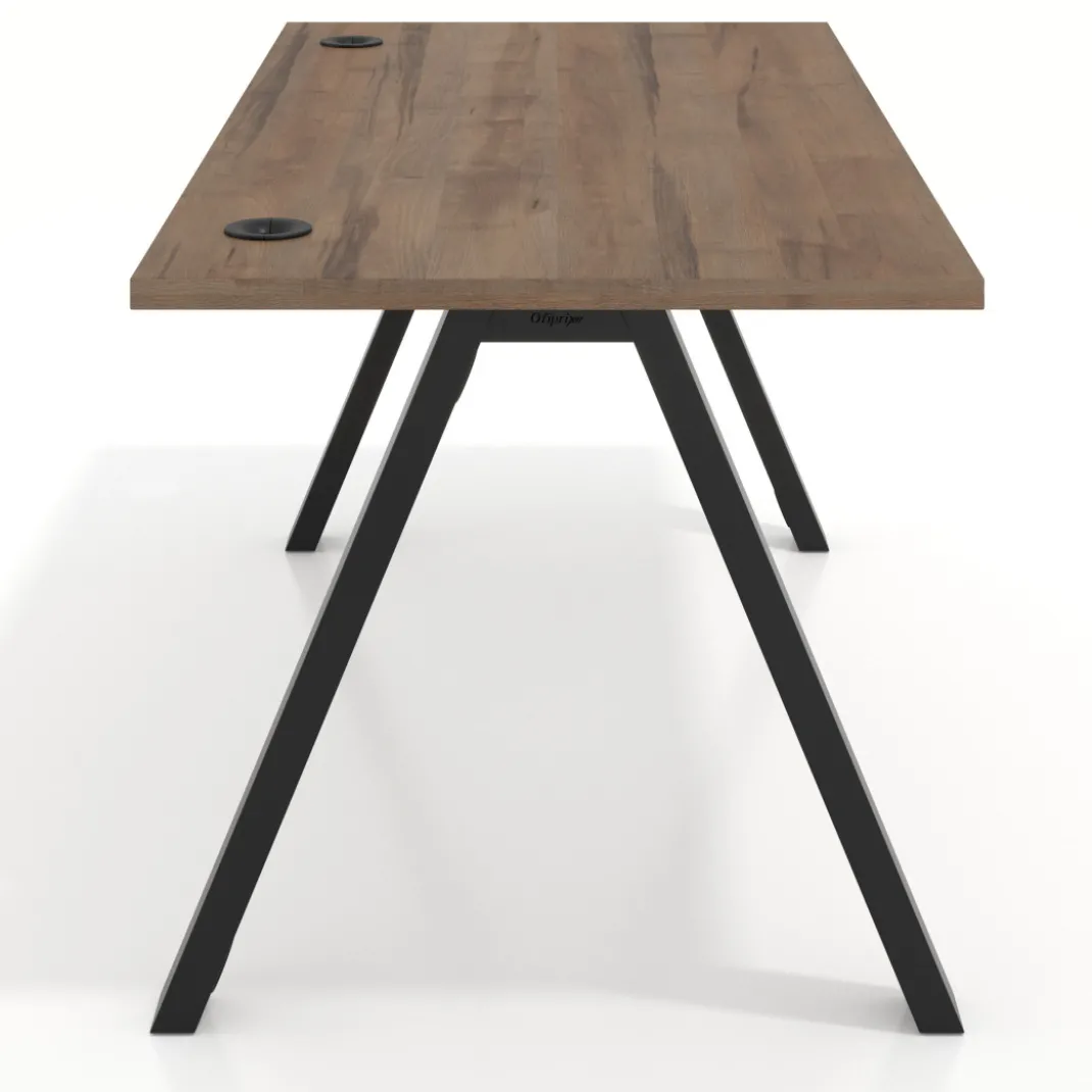 Mesa de oficina UvePro fondo 80cm, estructura negra con patas de metal