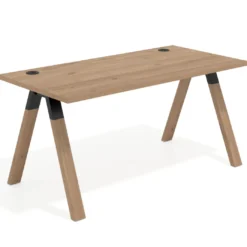Mesa de oficina UvePro fondo 80cm, estructura negra con patas de madera