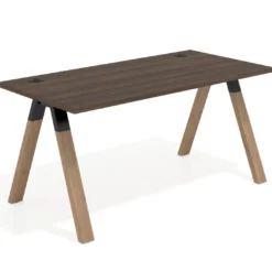 Mesa de oficina UvePro fondo 80cm, estructura negra con patas de madera