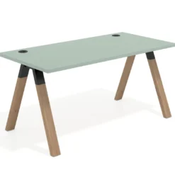 Mesa de oficina UvePro fondo 80cm, estructura negra con patas de madera