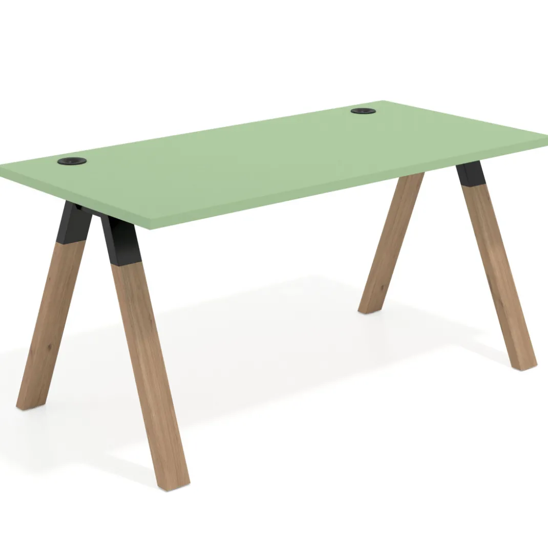Mesa de oficina UvePro fondo 80cm, estructura negra con patas de madera