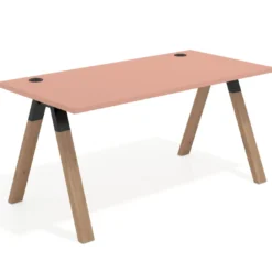 Mesa de oficina UvePro fondo 80cm, estructura negra con patas de madera