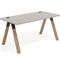 Mesa de oficina UvePro fondo 80cm, estructura negra con patas de madera