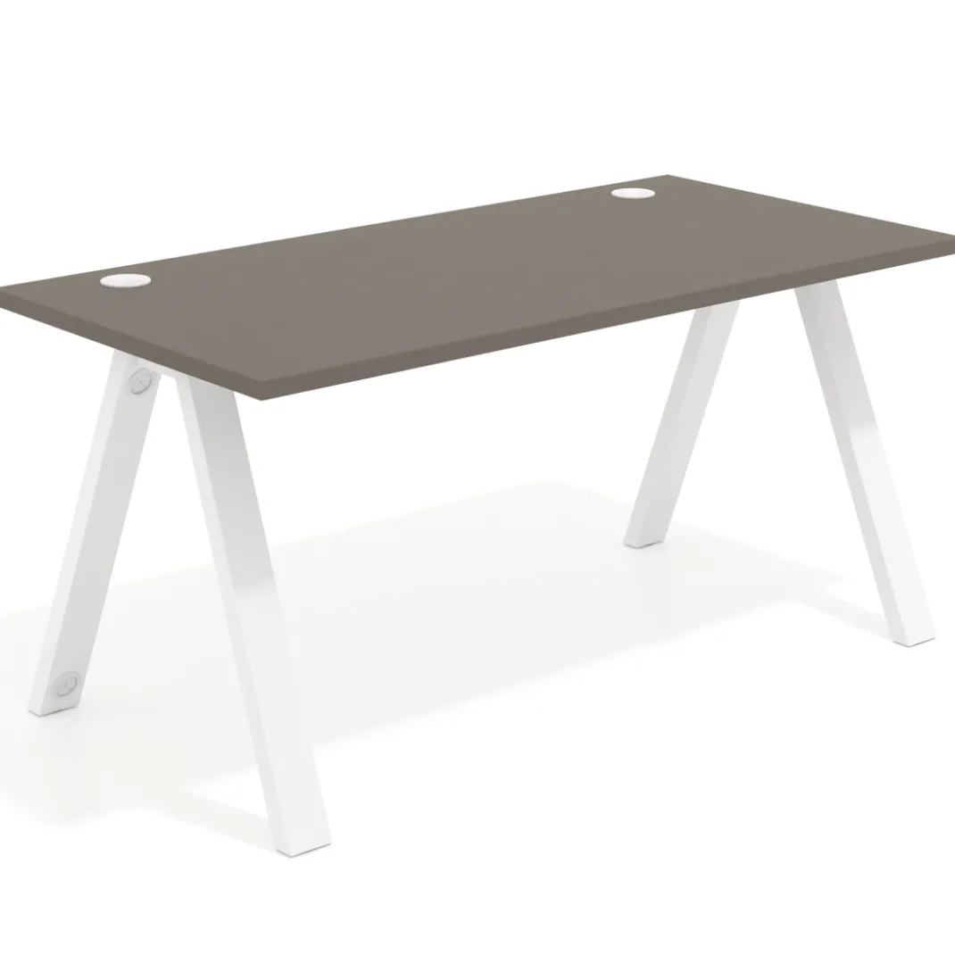 Mesa de oficina UvePro fondo 80cm, estructura blanca con patas de metal