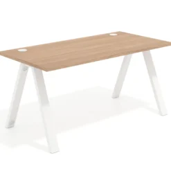 Mesa de oficina UvePro fondo 80cm, estructura blanca con patas de metal