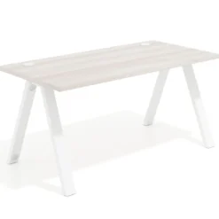 Mesa de oficina UvePro fondo 80cm, estructura blanca con patas de metal