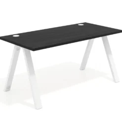 Mesa de oficina UvePro fondo 80cm, estructura blanca con patas de metal