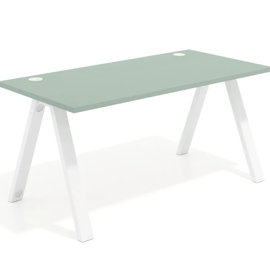 Mesa de oficina UvePro fondo 80cm, estructura blanca con patas de metal