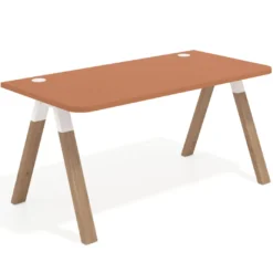 Mesa de oficina UvePro, sobre ergonómico 80cm, estructura blanca con patas de madera
