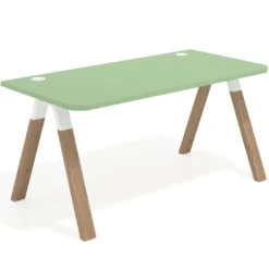 Mesa de oficina UvePro, sobre ergonómico 80cm, estructura blanca con patas de madera