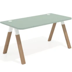 Mesa de oficina UvePro, sobre ergonómico 80cm, estructura blanca con patas de madera