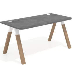 Mesa de oficina UvePro, sobre ergonómico 80cm, estructura blanca con patas de madera