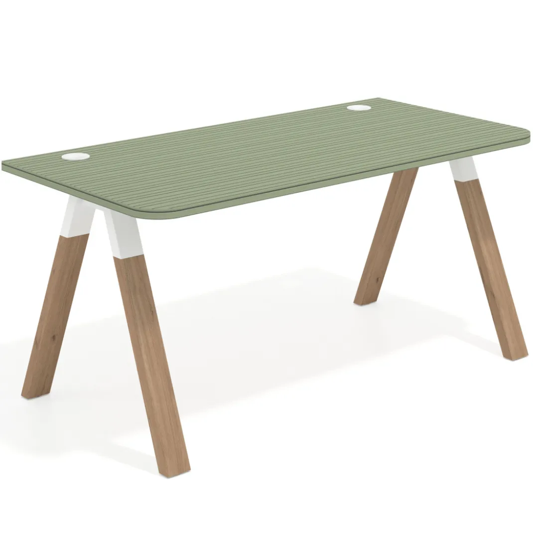 Mesa de oficina UvePro, sobre ergonómico 80cm, estructura blanca con patas de madera