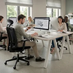 Mesa de oficina UvePro, sobre ergonómico 80cm, estructura blanca con patas metálicas