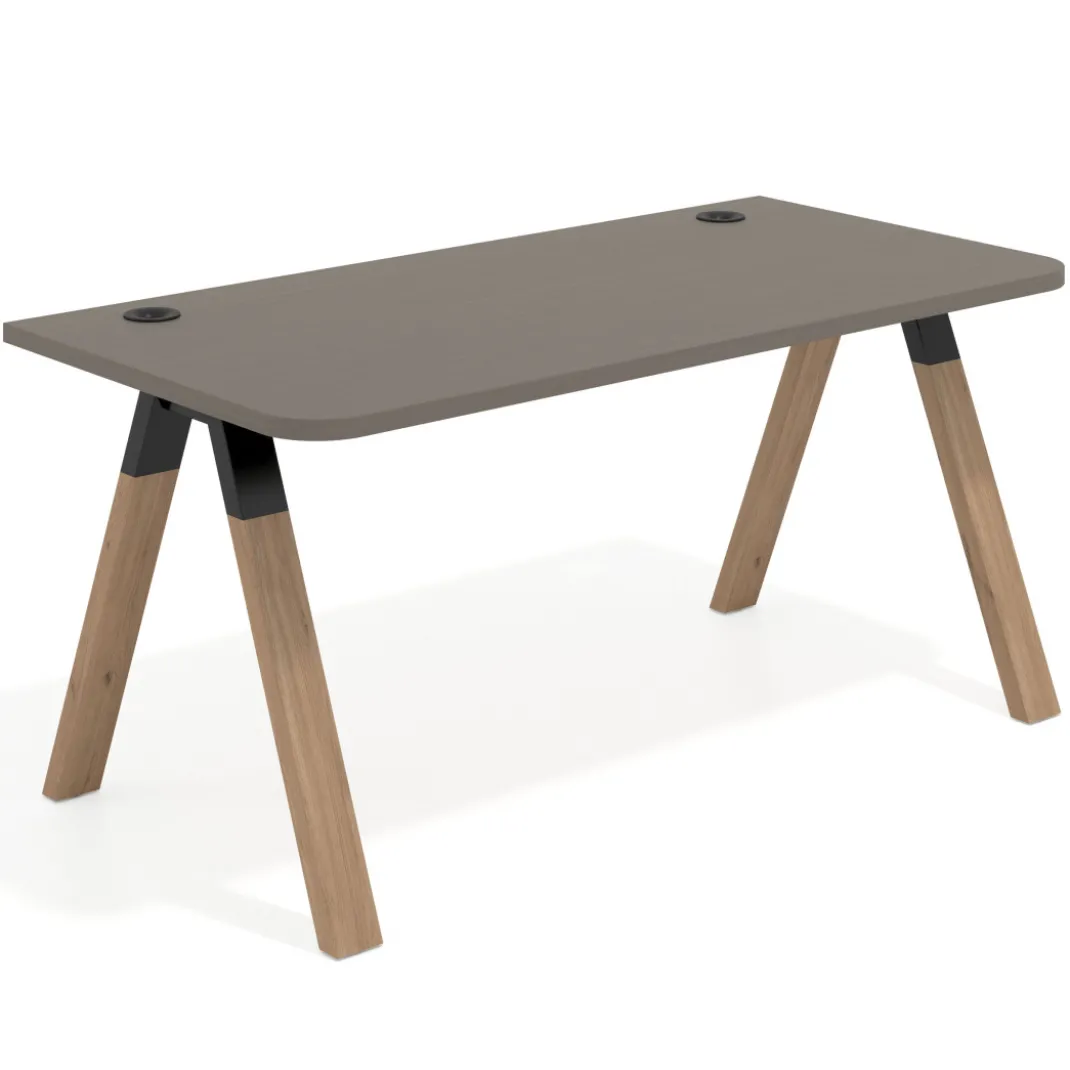 Mesa de oficina UvePro, sobre ergonómico 80cm, estructura negra con patas de madera