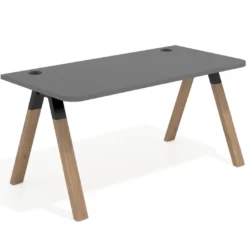 Mesa de oficina UvePro, sobre ergonómico 80cm, estructura negra con patas de madera